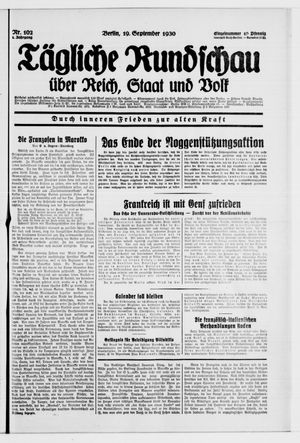 Tägliche Rundschau vom 19.09.1930