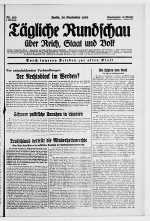Tägliche Rundschau vom 20.09.1930
