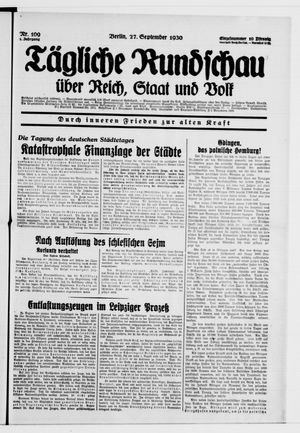 Tägliche Rundschau vom 27.09.1930