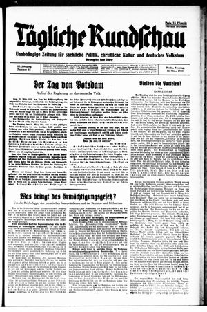 Tägliche Rundschau vom 19.03.1933