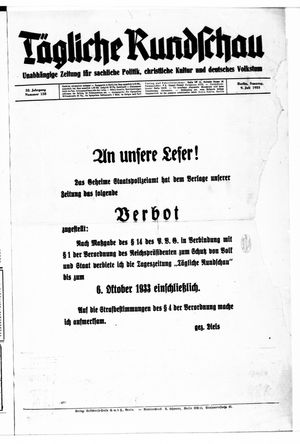 Tägliche Rundschau vom 09.07.1933