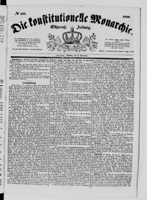 Die konstitutionelle Monarchie vom 03.09.1850