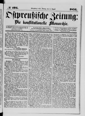 Ostpreußische Zeitung vom 11.08.1851