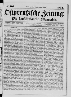 Ostpreußische Zeitung vom 12.08.1851