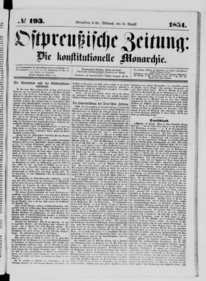 Ostpreußische Zeitung vom 13.08.1851