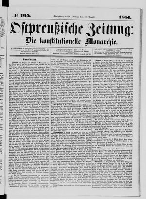 Ostpreußische Zeitung on Aug 15, 1851