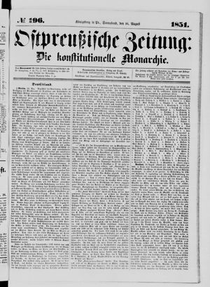 Ostpreußische Zeitung on Aug 16, 1851