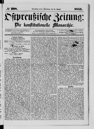 Ostpreußische Zeitung on Aug 30, 1851