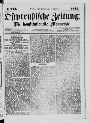 Ostpreußische Zeitung vom 06.09.1851