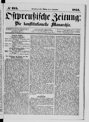 Ostpreußische Zeitung on Sep 8, 1851