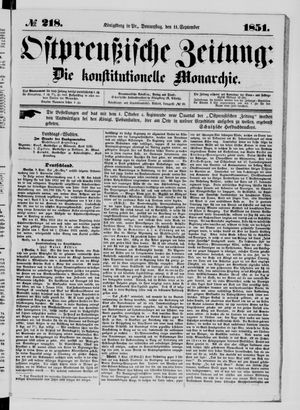 Ostpreußische Zeitung vom 11.09.1851