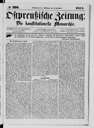 Ostpreußische Zeitung vom 13.09.1851