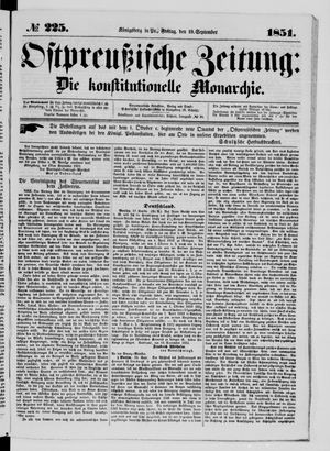 Ostpreußische Zeitung vom 19.09.1851