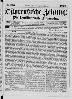 Ostpreußische Zeitung vom 25.09.1851
