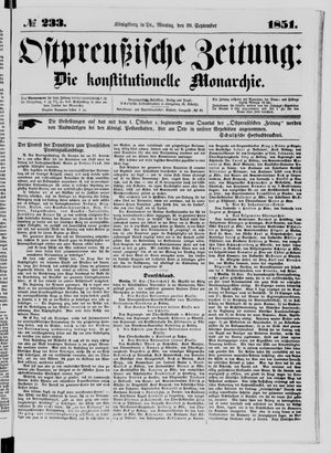 Ostpreußische Zeitung vom 29.09.1851