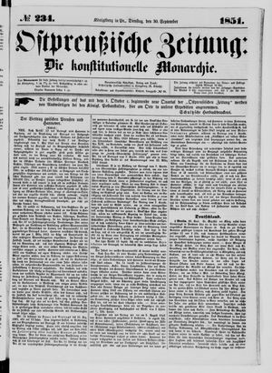 Ostpreußische Zeitung on Sep 30, 1851