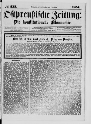 Ostpreußische Zeitung vom 01.10.1851