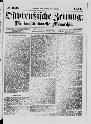 Ostpreußische Zeitung vom 07.10.1851