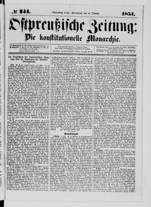 Ostpreußische Zeitung on Oct 11, 1851