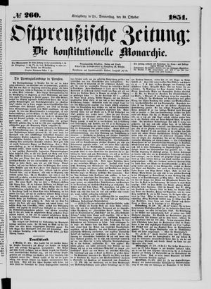 Ostpreußische Zeitung vom 30.10.1851