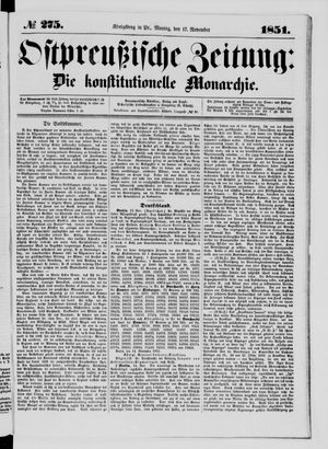 Ostpreußische Zeitung vom 17.11.1851