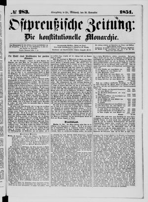 Ostpreußische Zeitung vom 26.11.1851
