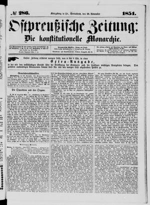 Ostpreußische Zeitung vom 29.11.1851