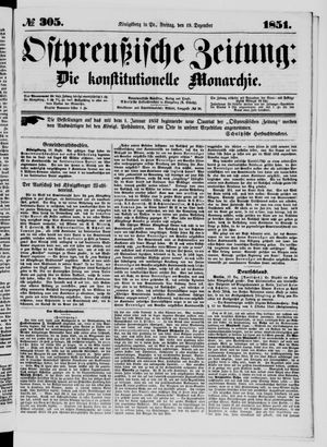 Ostpreußische Zeitung vom 19.12.1851