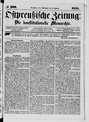 Ostpreußische Zeitung on Dec 20, 1851