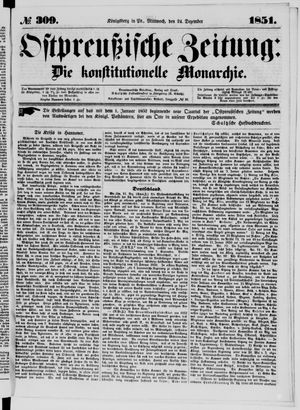 Ostpreußische Zeitung vom 24.12.1851