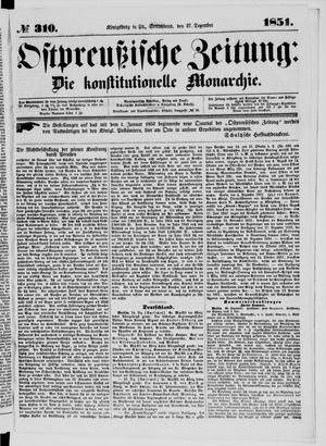 Ostpreußische Zeitung on Dec 27, 1851