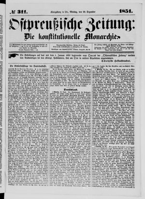 Ostpreußische Zeitung vom 29.12.1851