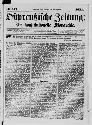 Ostpreußische Zeitung vom 30.12.1851