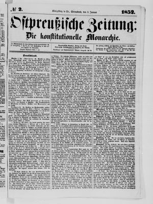 Ostpreußische Zeitung vom 03.01.1852