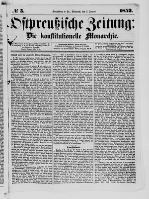 Ostpreußische Zeitung vom 07.01.1852