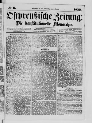 Ostpreußische Zeitung vom 08.01.1852