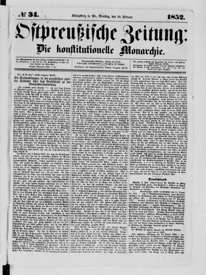 Ostpreußische Zeitung vom 10.02.1852