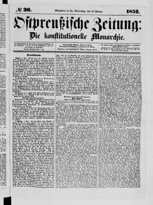 Ostpreußische Zeitung vom 12.02.1852