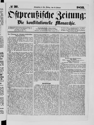 Ostpreußische Zeitung vom 13.02.1852