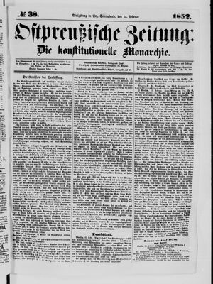 Ostpreußische Zeitung on Feb 14, 1852
