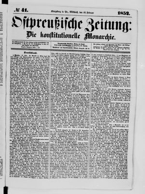 Ostpreußische Zeitung vom 18.02.1852
