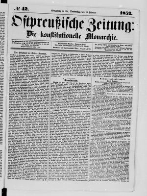 Ostpreußische Zeitung vom 19.02.1852