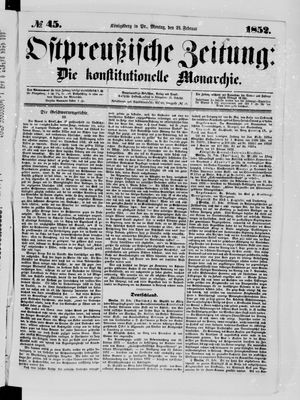 Ostpreußische Zeitung on Feb 23, 1852