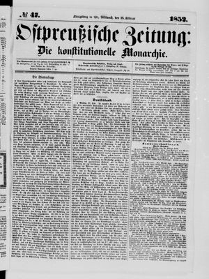 Ostpreußische Zeitung on Feb 25, 1852