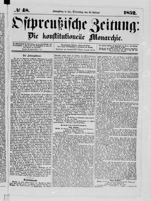 Ostpreußische Zeitung vom 26.02.1852