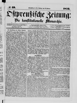 Ostpreußische Zeitung vom 27.02.1852