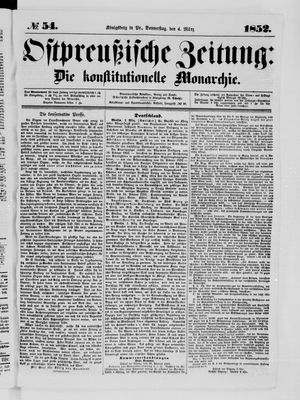 Ostpreußische Zeitung vom 04.03.1852