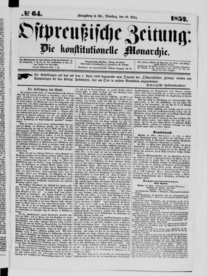 Ostpreußische Zeitung on Mar 16, 1852