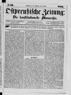 Ostpreußische Zeitung vom 17.03.1852