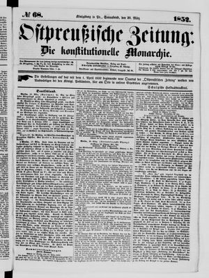 Ostpreußische Zeitung on Mar 20, 1852